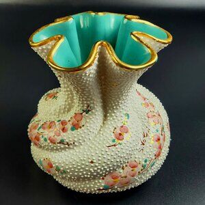 Vintage 1974 - S. Voti Hand-Painted - Ceramic Vase - 6" Tall - Made in Italy